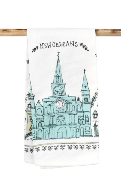 Sketchy New Orleans Cathedral Kitchen Towel