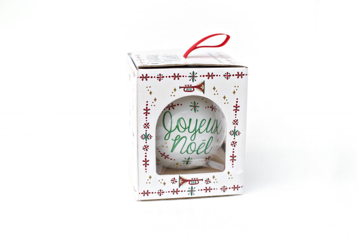 Joyeux Noel Glass Christmas Tree Ornament - Image 3