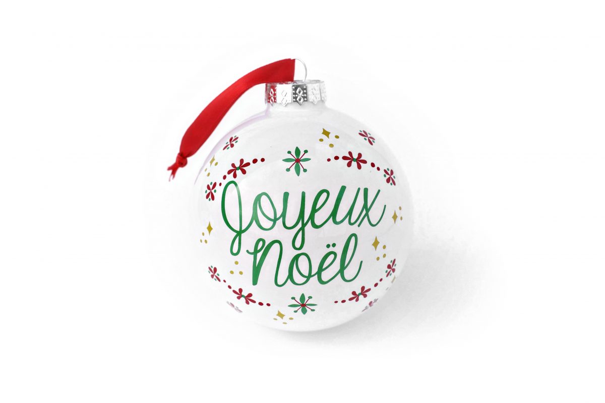 Joyeux Noel Glass Christmas Tree Ornament - Image 4