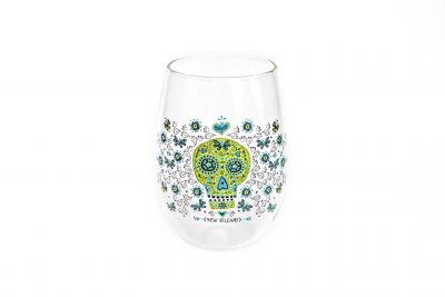 Stemless Wine Glass - Sugar Skull