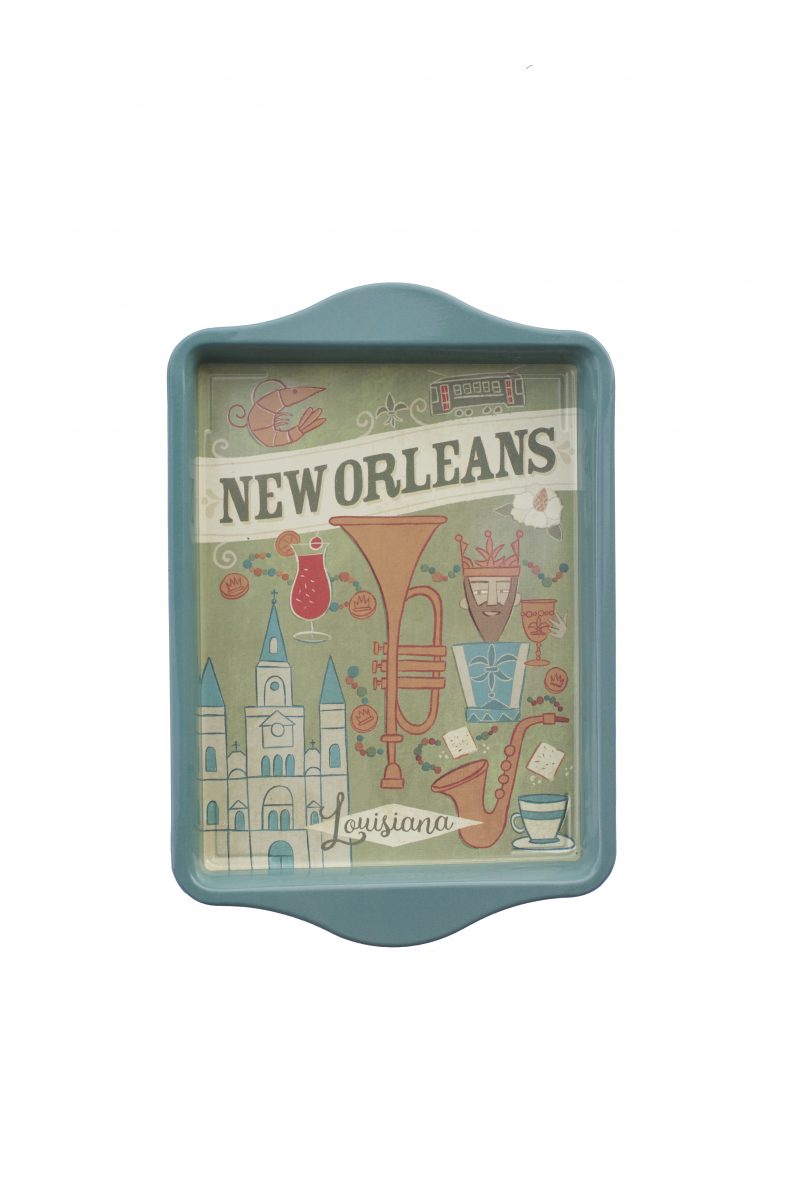 Metal Tray - Green and Blue New Orleans