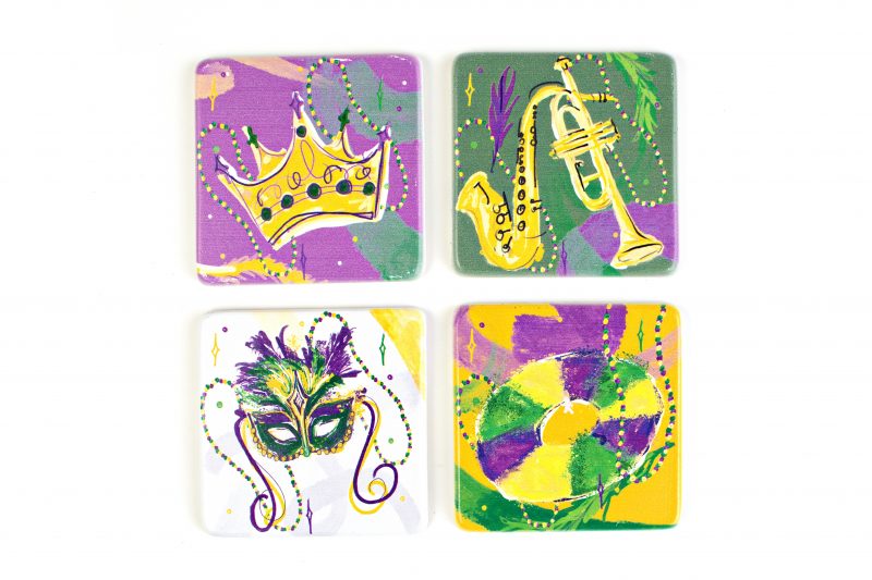 Coaster - Mardi Gras Mask (Set of 4)