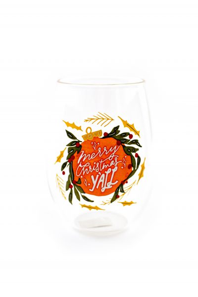 Stemless Wine Glass - Merry Christmas Y'all