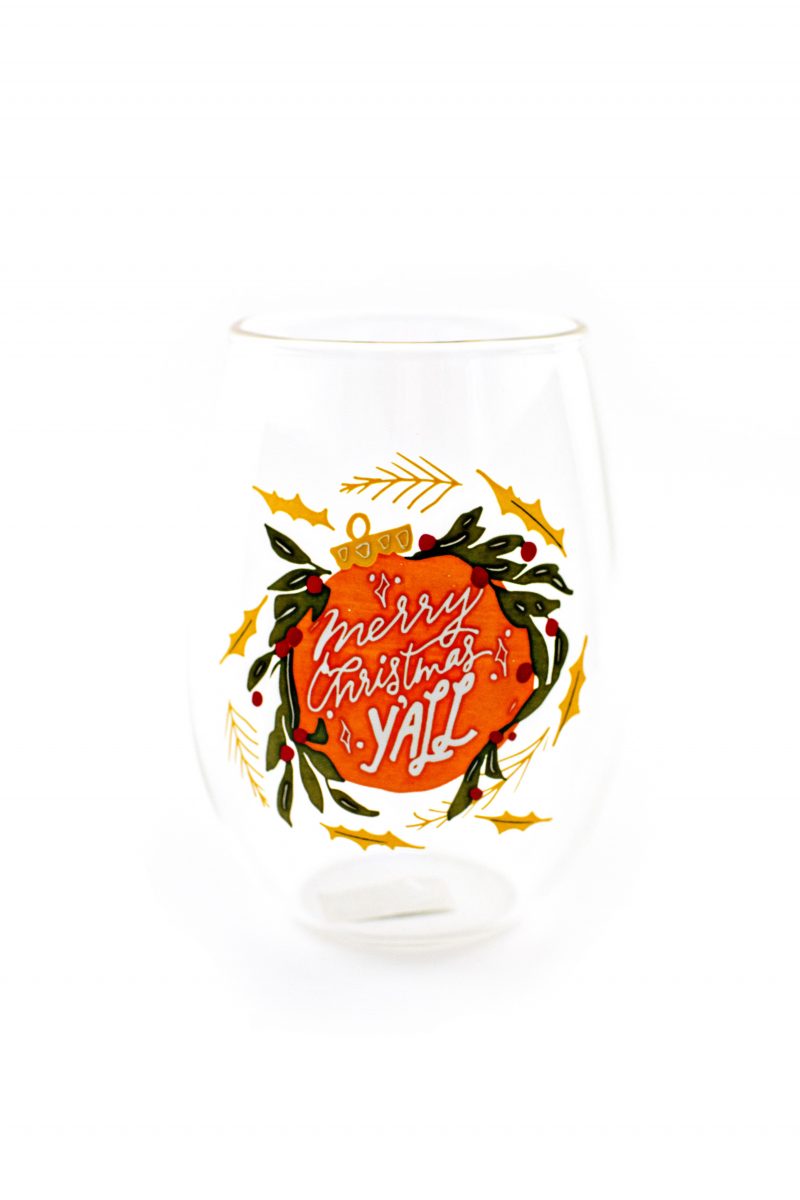 Stemless Wine Glass - Merry Christmas Y'all