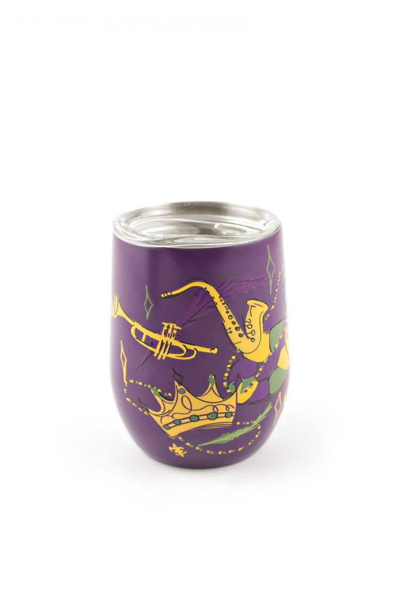 Stainless Wine Tumbler - Mardi Gras Mask - Image 2