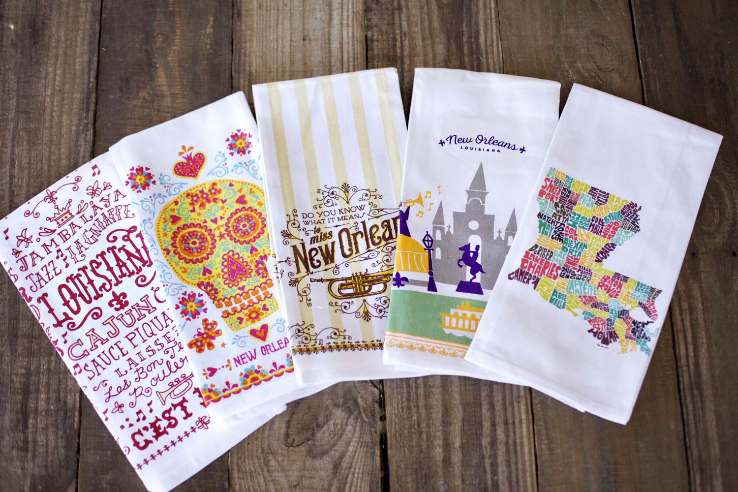 LOUISIANA State Adventure Destinations Flat Woven Cotton Kitchen Tea Towel 